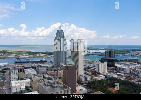 The downtown Mobile, Alabama waterfront skyline Stock Photo