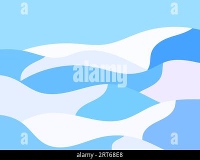 Winter landscape with snowy hills. Mountain landscape in a flat style, winter cold weather. View of the snow-capped hills. Design for prints and poste Stock Vector
