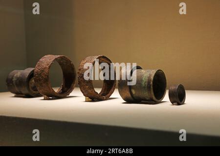 Ancient Chinese bronze utensils, unearthed cultural relics Stock Photo