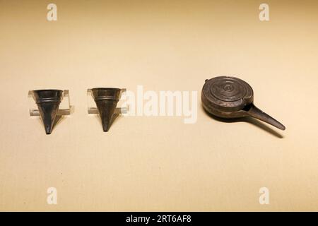Ancient Chinese bronze utensils, unearthed cultural relics Stock Photo