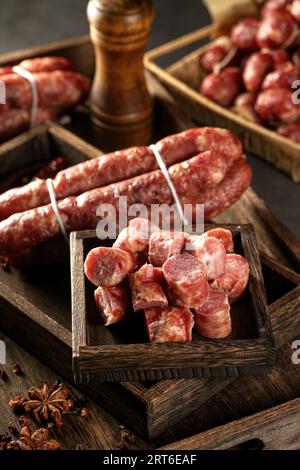 Asia sausages food photos, look like polony with with a particularly delicious taste Stock Photo