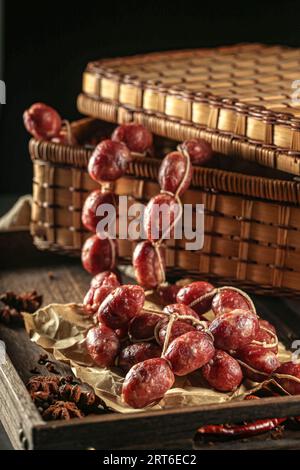 Asia sausages food photos, look like polony with with a particularly delicious taste Stock Photo