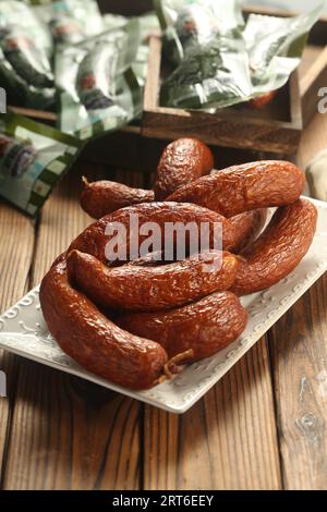 Asia sausages food photos, look like polony with with a particularly delicious taste Stock Photo