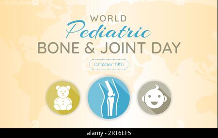 World Pediatric Bone and Joint Day Yellow Background Illustration Banner Stock Vector