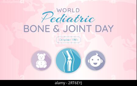 World Pediatric Bone and Joint Day Background Illustration Banner in Pink and Teal Color Stock Vector