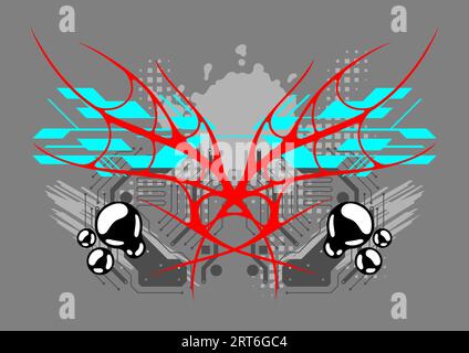 Cyber sigilism poster. Neo tribal gothic style shape Stock Vector Image ...