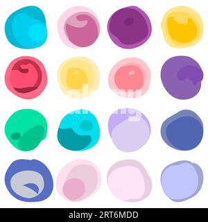 Set pastel neon round brushstrokes background vector illustration.Trendy modern graphic design banner story post, social media, event poster, greeting Stock Vector