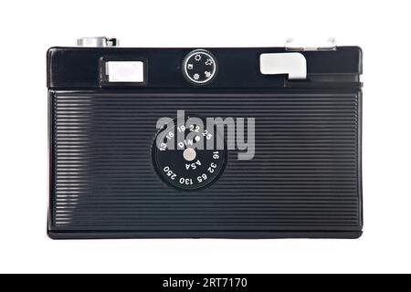 Moscow , RUSSIA - APRIL 4, 2020: Vilia - russian soviet 35 mm scale rangefinder camera  BelOMO 1974 isolated on white Stock Photo