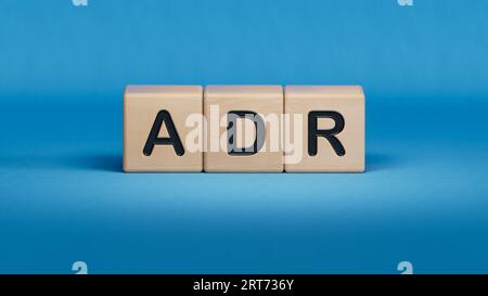 American Depositary Receipt acronym ADR. Business concept.3D rendering on blue background. Stock Photo