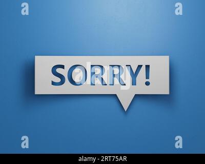 Speech Bubble. Sorry Message to Express Regret, Remorse, Apology for Error, Mistake, Guilt and Request Forgiveness. Concept With Word Written in Cut O Stock Photo