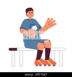 Indian man sitting and holding water semi flat color vector character Stock Vector