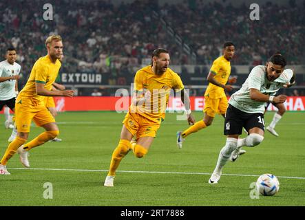 Arlington, Texas, United States: Ernesto Vega (MX) in action against the Australian defense during the international soccer game between Mexico and Australia played at AT&T Stadium on Saturday September 9, 2023.  (Photo by Javier Vicencio / Eyepix Group/Sipa USA) Stock Photo