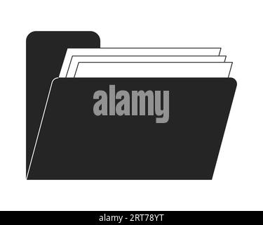 Retro computer folder files flat monochrome isolated vector object Stock Vector