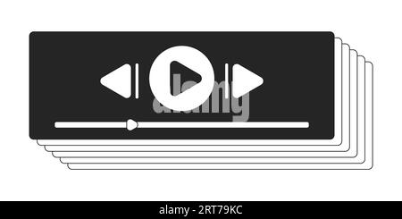 Retro 90s audio playback flat monochrome isolated vector object Stock Vector