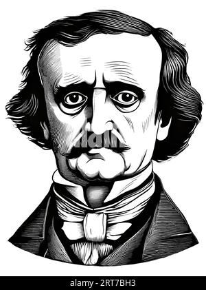 Edgar Allan Poe cartoon character. Vector Illustration. Kids History ...