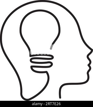 vector light bulb in the head. creative ideas in the brain. brainstorm vector illustration on white background. Stock Vector
