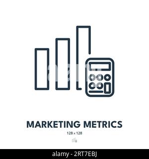 Marketing Metrics Icon. Chart, Growth, Statistics. Editable Stroke. Simple Vector Icon Stock Vector