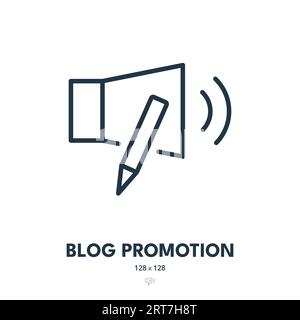 Blog Promotion Icon. Copywriting, Blogging, Content. Editable Stroke. Simple Vector Icon Stock Vector