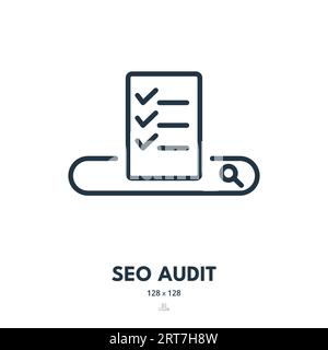 SEO Audit Icon. Search Engine Optimization, Report, Analysis. Editable Stroke. Simple Vector Icon Stock Vector