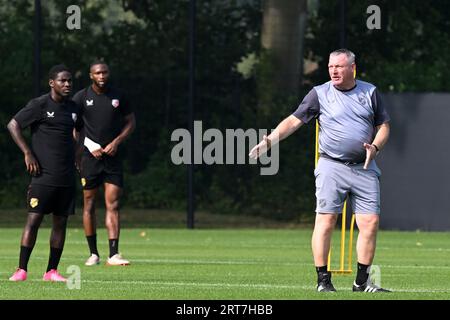 UTRECHT - The new coach Ron Jans gives instructions during the training of FC Utrecht at the Topsportcentrum Overvecht on September 10, 2023 in Utrecht, the Netherlands. ANP GERRIT VAN COLOGNE Stock Photo