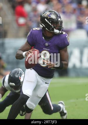 September 10, 2023: Baltimore Ravens WR Zay Flowers (4) in action during a  game against the Houston Texans at M&T Bank Stadium in Baltimore, MD.  Photo/ Mike Buscher / Cal Sport Media/Sipa