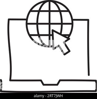 vector web folder one line. internet web site. dta elements vector illustration on white background. Stock Vector