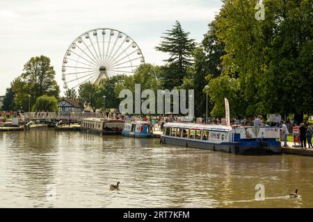 Canal tour boats in Bancroft Basin, Stratford on Avon,Warwickshire, England Stock Photo