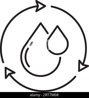 vector water drop with circle arrow. saving water. water drops and arrows vector illustration on white background. Stock Vector