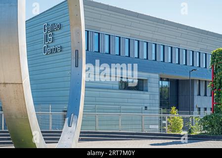 Galileo ILS Centre in the GALAXIA European Space Applications Park at Transinne, Libin, Luxembourg, Wallonia, Belgium Stock Photo
