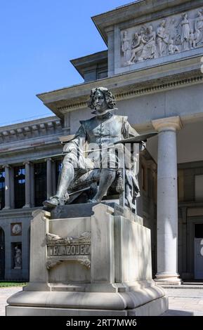 Statue of Spanish painter Diego Velazquez outside the Prado Museum, Madrid, Spain. Stock Photo