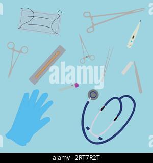 Medicine doctors tools isolated set. Vector flat graphic design cartoon illustration. March 14th Medicine day and October 3th international doctors da Stock Vector