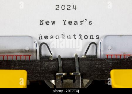 2024 New Years Resolutions written on an old typewriter Stock Photo