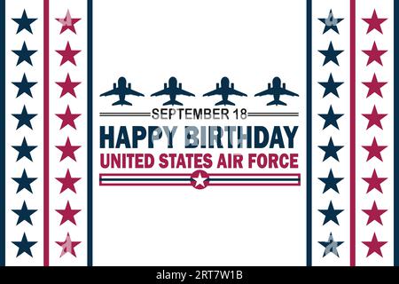 Happy Birthday United States Air Force. September 18. Poster, Template, Card, Banner, Background Design. Vector EPS 10. Stock Vector