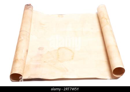 Old paper scroll isolated on white Stock Photo - Alamy