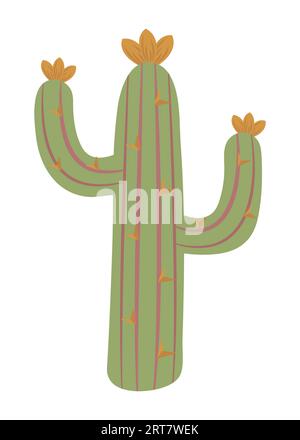 Cactus in boho style, color vector illustration of wild west Stock Vector