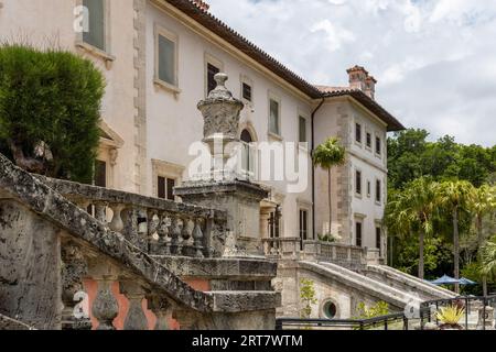 Miami, Florida - August 25th, 2023: Outdoor view of The Vizcaya Museum and Garden. Nature landscape and building scenery. Stock Photo