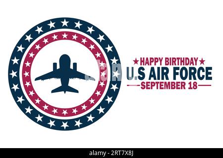 Happy Birthday US Air Force. September 18. Holiday concept. Template for background, banner, card, poster with text inscription. Vector illustration. Stock Vector