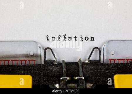 inflation - written on an old typewriter Stock Photo