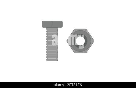 bolt and nut isolated on white background Stock Vector