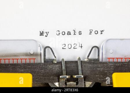 My Goals For 2024 written on an old typewriter Stock Photo