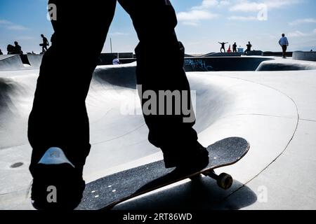 Skate board park on the beach in Venice Beach, California, USA. Stock Photo