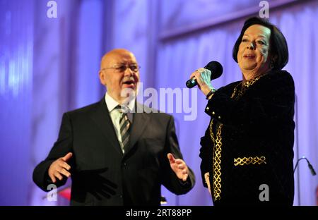 Prague, Czech Republic. 22nd Sep, 2010. Conductor Vaclav Hybs and Czech pop singer Yvonne Prenosilova in Prague, Czech Republic, September 22, 2010. Yvonne Prenosilova died in Prague at the age of 76. Prenosilova was one of the stars of Czech pop music in the 1960s. After the Soviet-led invasion of Czechoslovakia in August 1968 Prenosilova went into exile. In 1987, she started working in Radio Free Europe in Munich. In 1994, five years after the end of totalitarianism in Czechoslovakia, Prenosilova returned permanently to Prague. Credit: Rene Volfik/CTK Photo/Alamy Live News Stock Photo