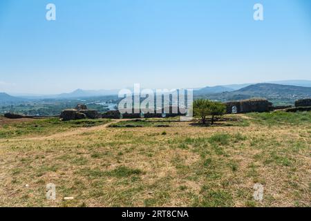 Visiting the walls of Rozafa Castle and its citadel in the city of Shkoder. Albania Stock Photo