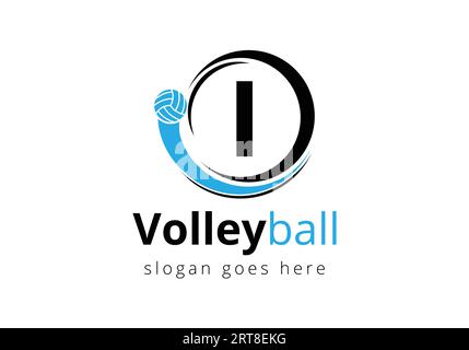 Initial Letter I Volleyball Logo Concept. Volleyball Sports Symbol Vector Template Stock Vector
