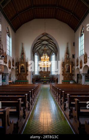 Interior photograph of nave, altar and apse, St. John's parish church, Rapperswil-Jona, Canton St. Gallen, SG, Switzerland Stock Photo