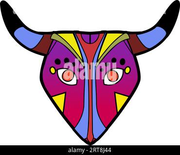 Isolated mask of Torito from Carnaval de Barranquilla, Colombian carnival party traditional music in Barranquilla's carnival Vector illustration Stock Vector