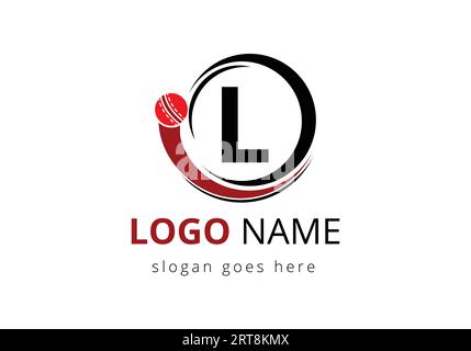 Letter L Cricket Logo Concept With Moving Cricket Ball Icon. For Cricket Club Symbol Vector Template Stock Vector