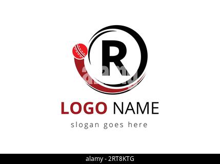 Letter R Cricket Logo Concept With Moving Cricket Ball Icon. For Cricket Club Symbol Vector Template Stock Vector