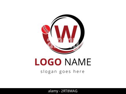 Letter W Cricket Logo Concept With Moving Cricket Ball Icon. For Cricket Club Symbol Vector Template Stock Vector