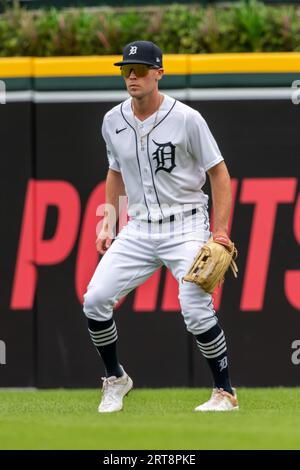 Detroit Tigers' Matt Vierling bats against the San Diego Padres during the  third inning of a baseball game Sunday, July 23, 2023, in Detroit. (AP  Photo/Duane Burleson Stock Photo - Alamy